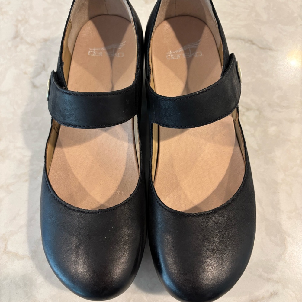 Dansko Black Leather Mary Jane’s